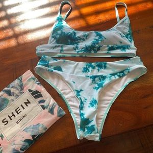 Blue/Green Tie Dye Bathing Suit